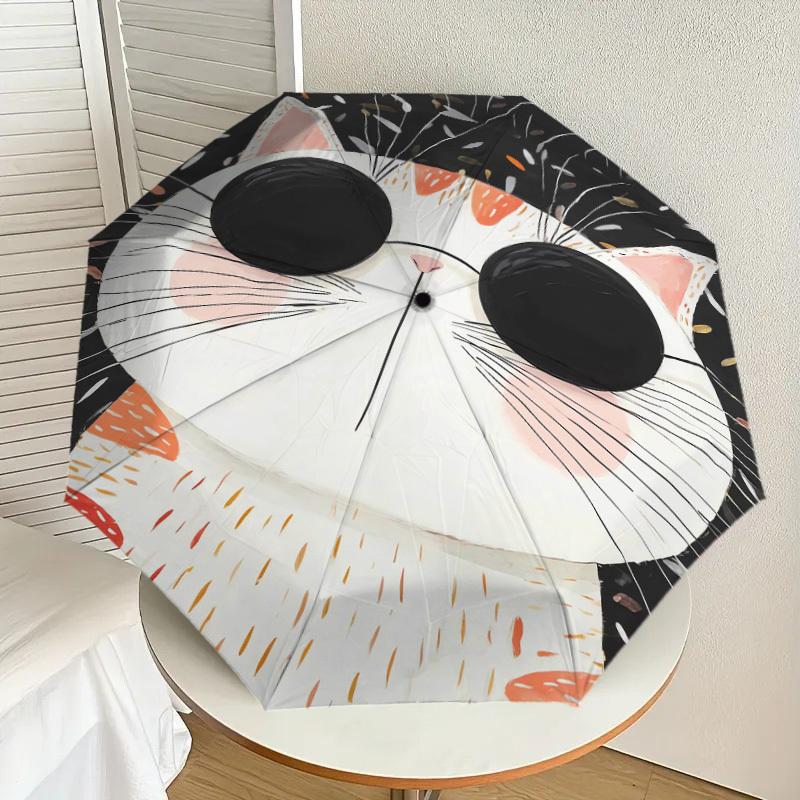 1pc cat feathers Pattern Umbrella Design Automatic Opening and Closing Umbrella, High-quality Travel Umbrella, Lightweight and Portable, -31