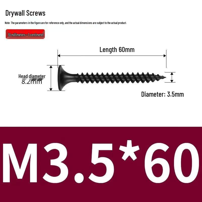 High-Strength Black Phosphated Drywall Screws with Fine Thread for Ceiling & Woodworking