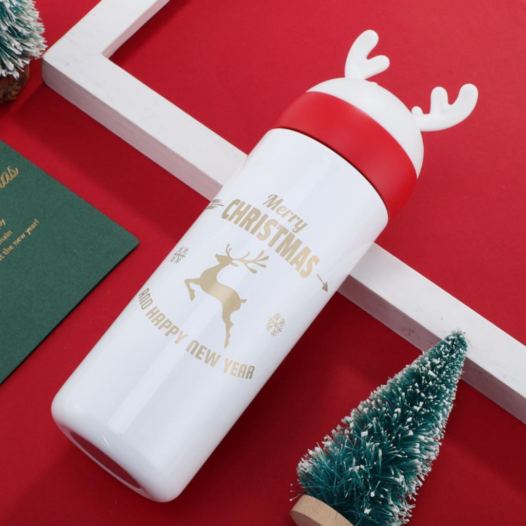 Christmas Stainless Steel Tumbler, 300ml Insulated Thermos Cup with Lid, Festive Holiday Themed Mug for Coffee & Drinks, Cute Xmas Gift Idea