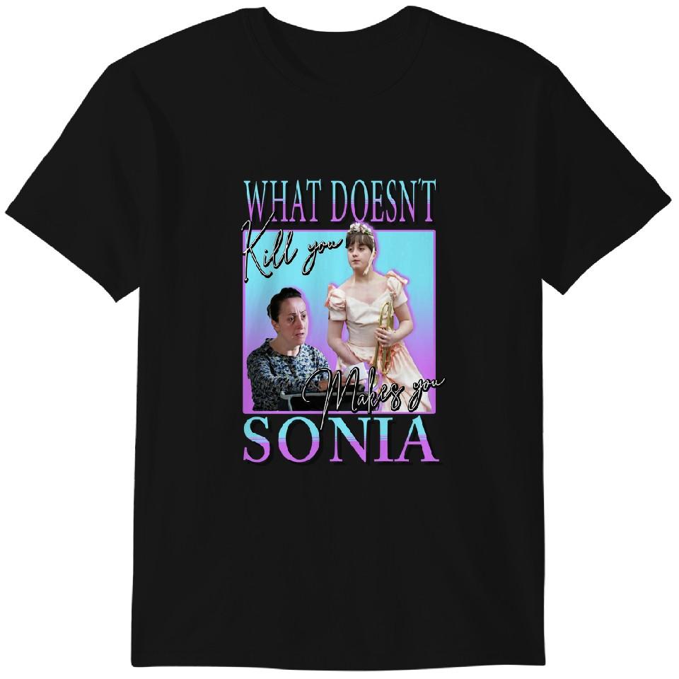 

Что не убивает тебя, делает тебя Соней Истэндерами Соней Фаулер Мыльная опера BBC Футболка-мем Футболка-омаж Унисекс Смешная На день рождения S