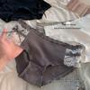 Sweet Lace Antibacterial Women's Elegant Cotton Mid-Waist Bow Briefs