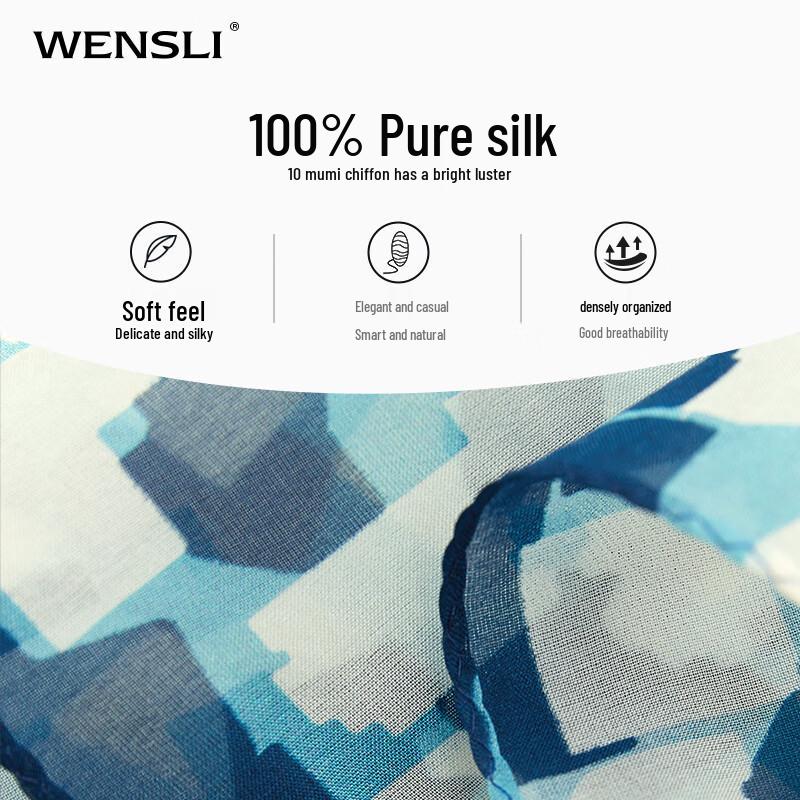 WENSLI Women's Floral Rose Mulberry Silk Scarf