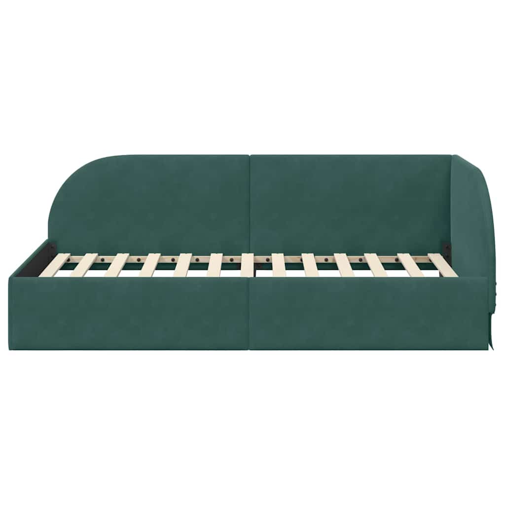 Corner Bed Frame with Headboard Dark Green 90 Cm X 200 Cm Velvet