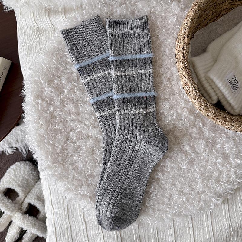 Wool Socks Children'S Stacking Socks Season Warm Thickened Retro Striped Stockings Tide Idea Yarn Tube Socks