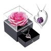 Soap Flower Present Popular Artificial Flower Single Flower Laluna Creative Jewelry Soap Flower Rose Box Gift Set 925 Silver Necklace for Women 925