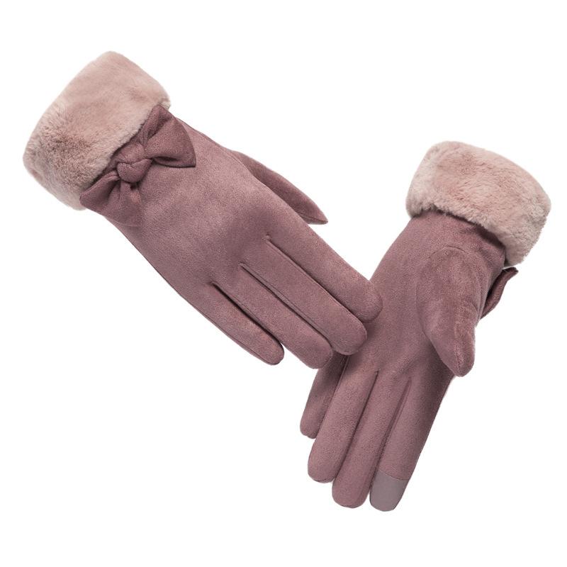 Gloves Winter Cute Student Suede Warm Fleece Thickened