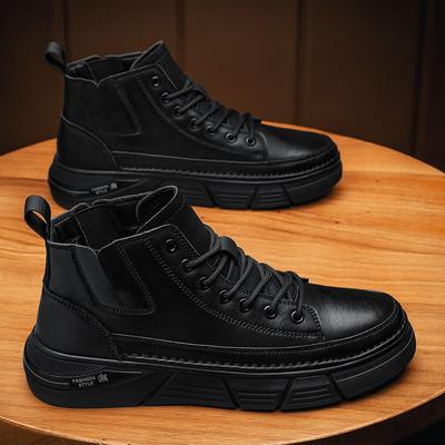Men's High-top Leather Work Boots Waterproof Big Head Design Comfortable Handsome Fashion Outdoor Footwear