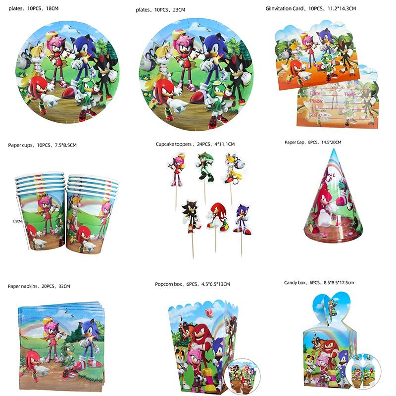 Party Birthday Supplies Set Cake Topper Banner Cups Balloons Plates