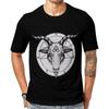 Baphomet Satanic Goat Head Men's T-Shirt Round Neck Short Sleeve Casual Shirt Tee Top L