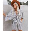 Women Holiday Leopard Print Casual Long Sleeve Depp V Neck Loose Jumpsuit