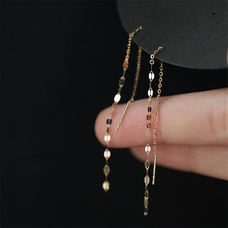 925 Silver Lips O Word Chain Tassel Stud Earrings Women 14k Gold Plating Earrings Summer Beach Party Jewelry Silver