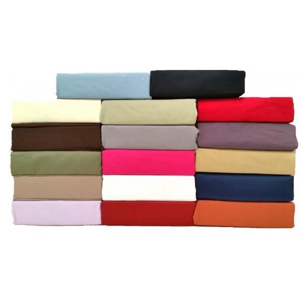 Drap Housse Jersey - Marque - 90x190 - Bonnet 30cm - Coton Extensible - Nougat