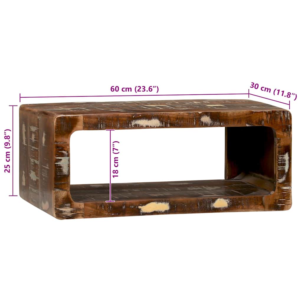 Multi Colored TV Stand 60 X 30 X 25 Cm Solid Reclaimed Wood