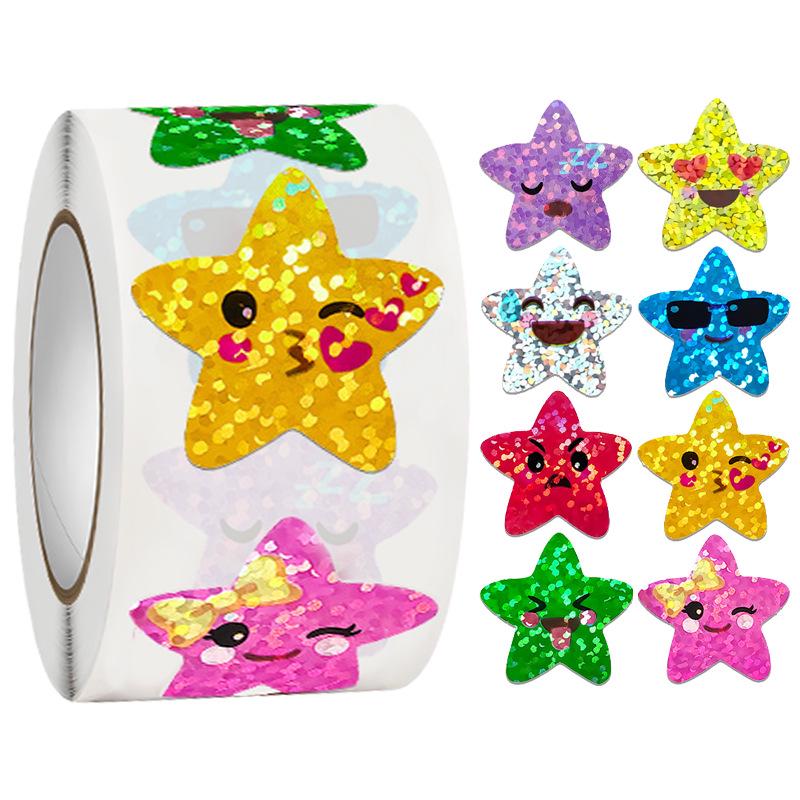 Waterproof Laser Star Stickers: DIY Self-Adhesive Smile Face Stars