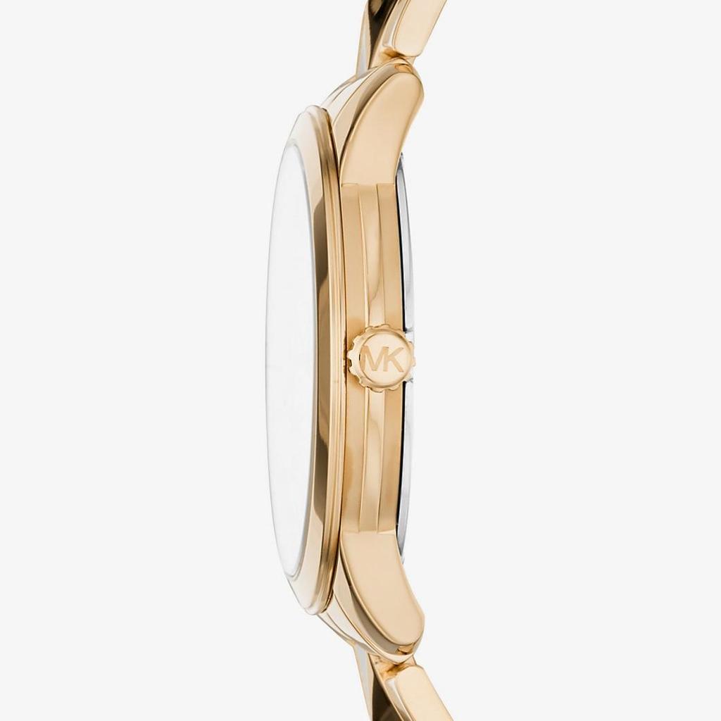 Michael Kors Petite Runway Mercer Pavé Gold-Tone and Onyx Watch MK6672