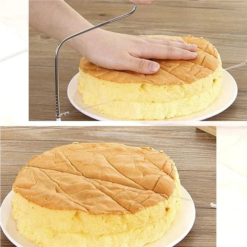 1 ud. Cortador de Tarta de Doble Línea Ajustable Dispositivo de Acero Inoxidable Molde para Decorar Tartas Utensilio de Cocina para Hornear DIY