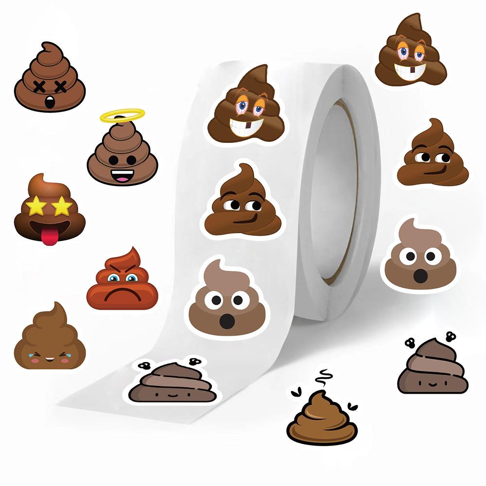 500 Pieces/roll Roll Sticker Tape Spoof Poop Sticker Hand Account Material Decorative Envelope Seal Sticker