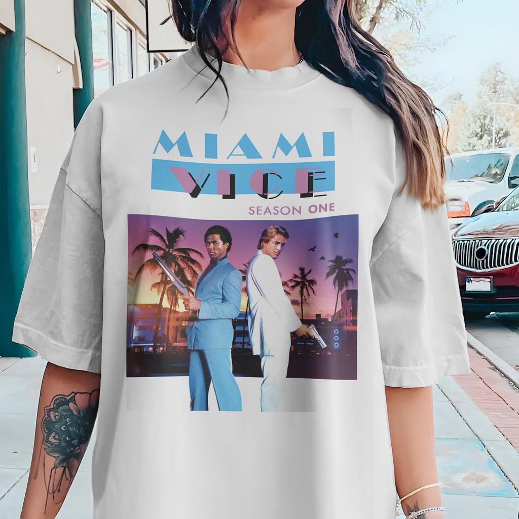 Miami Vice V15 T-Shirt Vintage 8 Colors Men's T-Shirt DTG Digital Print SIZES S M L XL 2XL 3XL 4XL 5XL