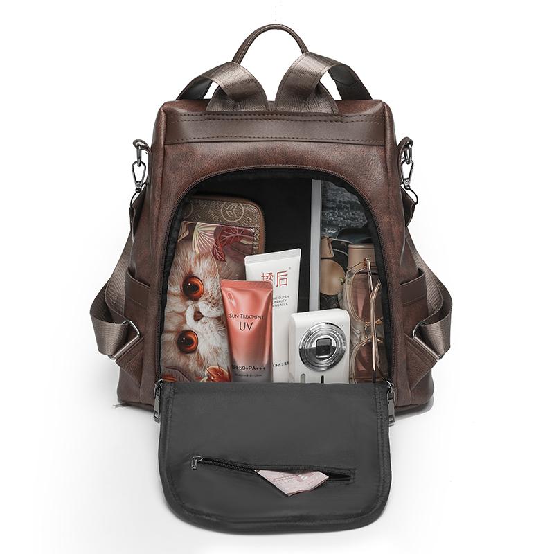 PU Backpack Women's Large Capacity Tassel Backpack Lightweight Multi-function Shoulder Bag