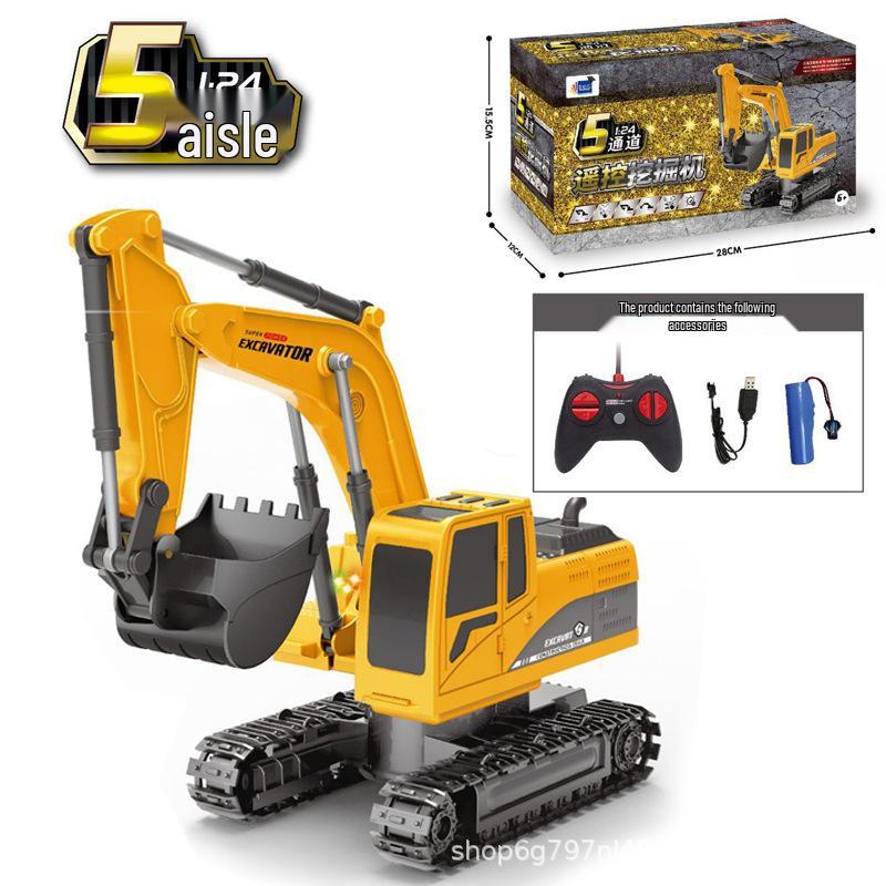 New Remote Control Alloy Excavator Toy for Kids Ages 3-8 - Engineering Vehicle Simulation