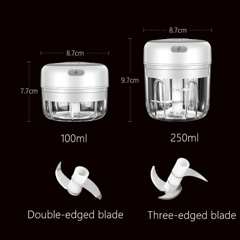 100/250mL Mini Electric Garlic Chopper USB Charging Ginger Masher Machine Sturdy Durable Chili Vegetable Crusher Kitchen Tool
