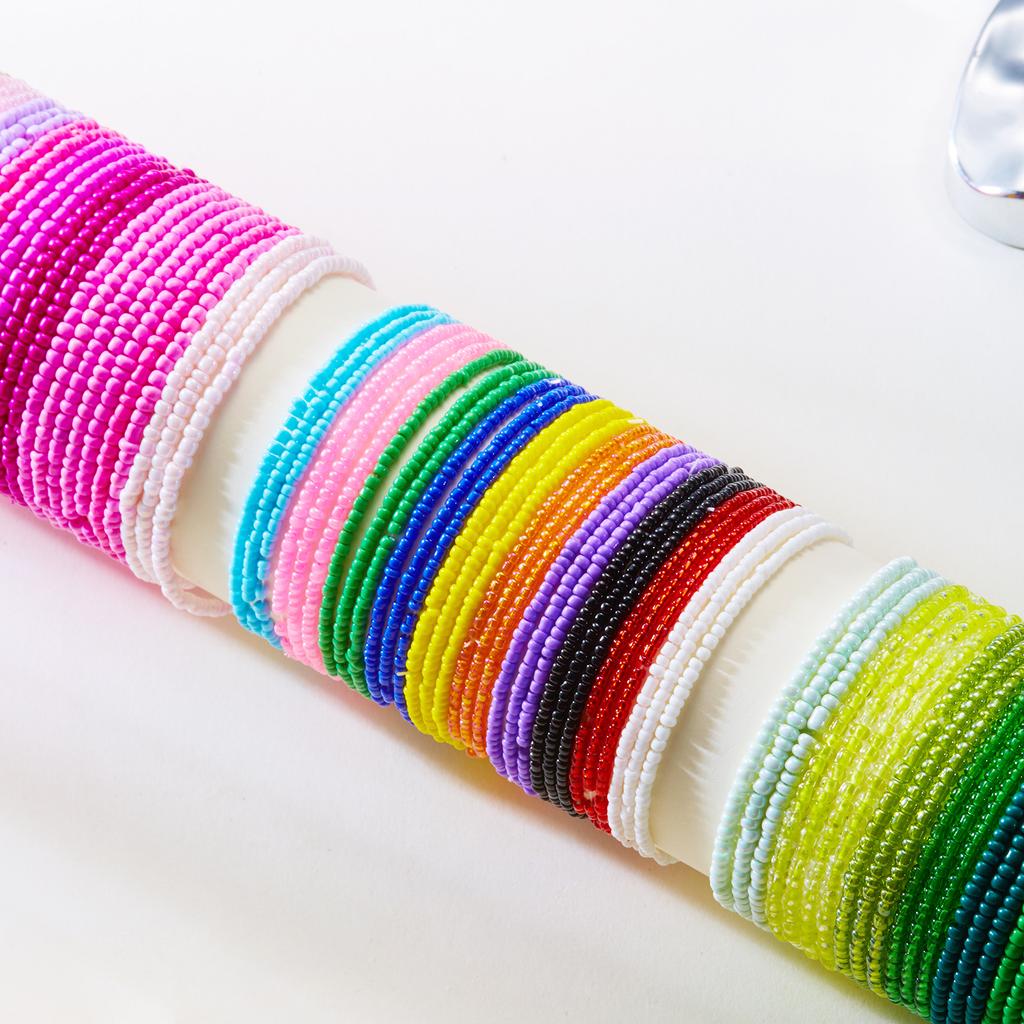 Set di Braccialetti Bohémien Colorati con Perline per Donna Catena Elastica con Perline di Riso Braccialetti Impilabili Gioielli per Feste Ragazza