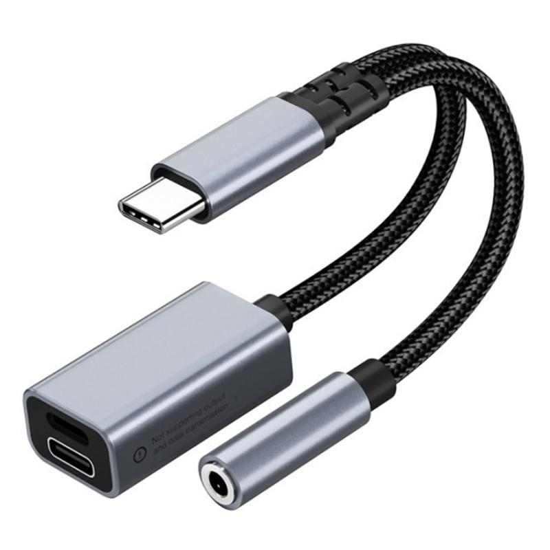 

Upgrades USBC to 3.5mm Music & Charging Cable Convenient & Practical Power Cord Portable USBC to 3.5mm Cable Transfer сірий