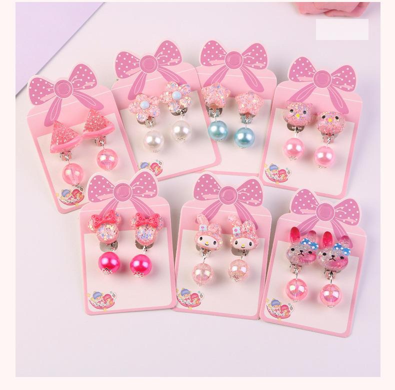 Children's Without Ear Holes Earrings Little Girls Cute Flower Cat Pearl Fashion Jewelry Gift Pearl Fringe Ear Clip Eardrop