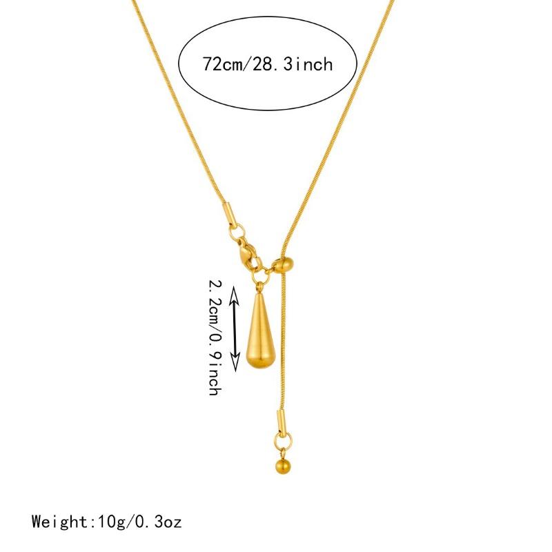 Gold Plated Adjustable Teardrop Pendant Snake Chain Necklace