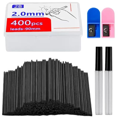 Mechanical Pencil Lead Refills by Lopenle, 2B 2.0mm, 400-Piece Student Gift Set