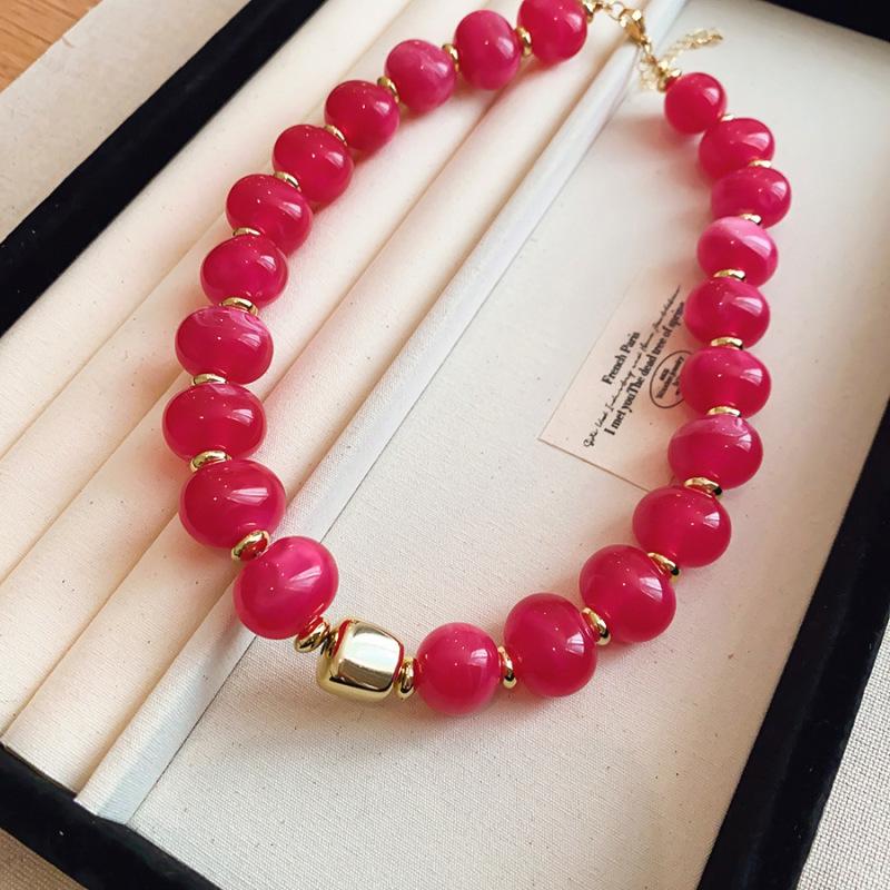Elegant Summer Acrylic Beaded Necklace: Fashionable Round Clavicle Chain Jewelry