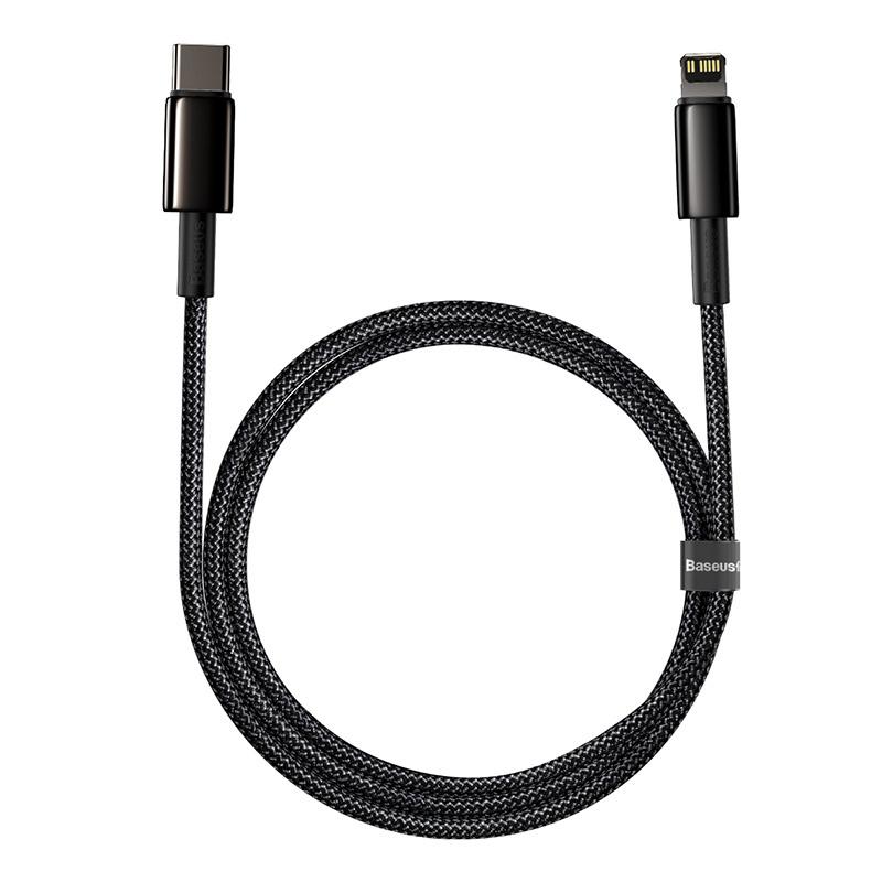 Kabel USB-C auf Lightning Baseus Tungsten Gold, 20W, 5A, PD, 1M (Schwarz)