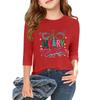 Children's 3/4 Sleeve Independence Day Printed Round Neck Casual T-shirt