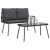 Outdoor Dining Set with Cushions 2 pcs Black Poly Rattan