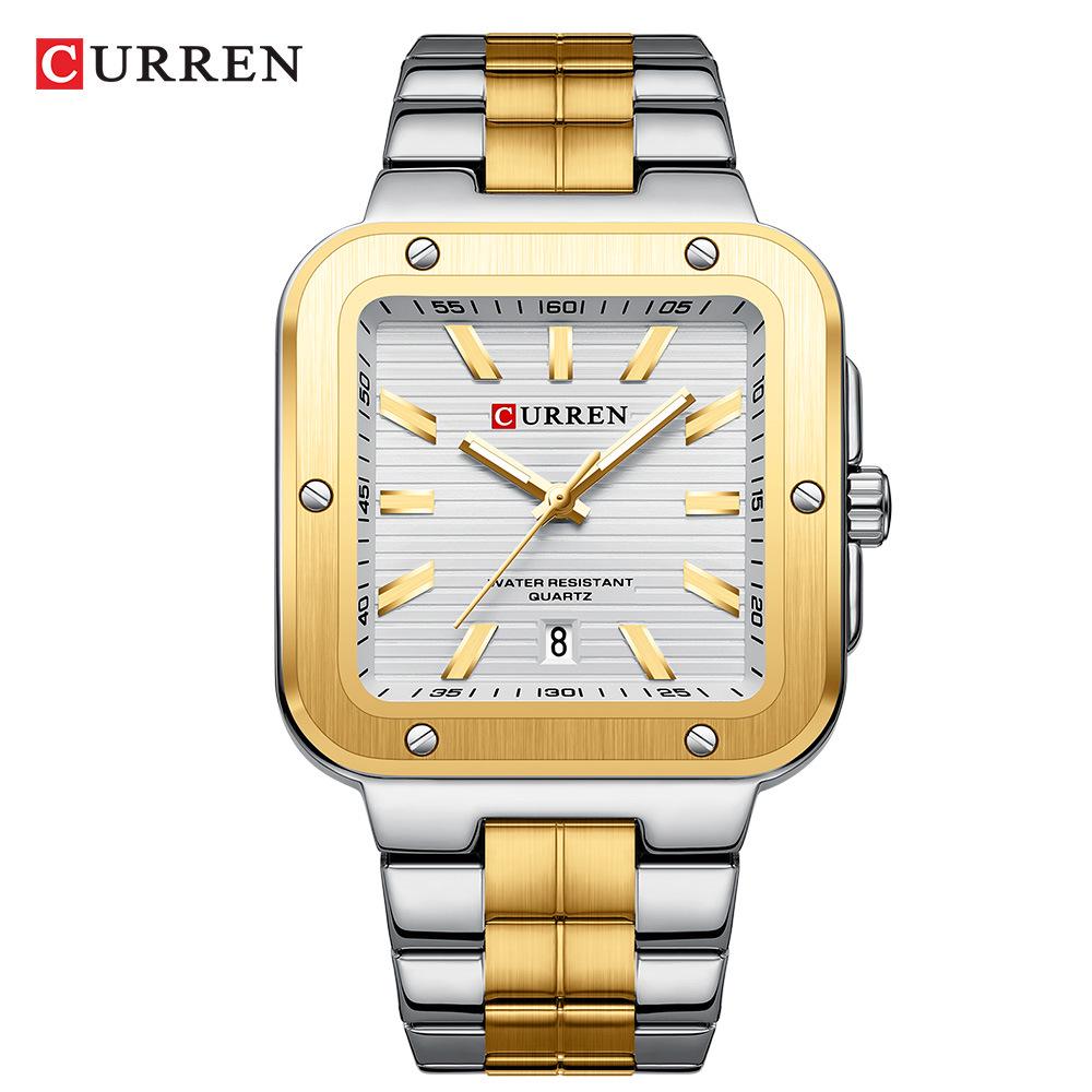 CURREN 8479 Unisex Minimalist Square Quartz Wristwatch with Calendar