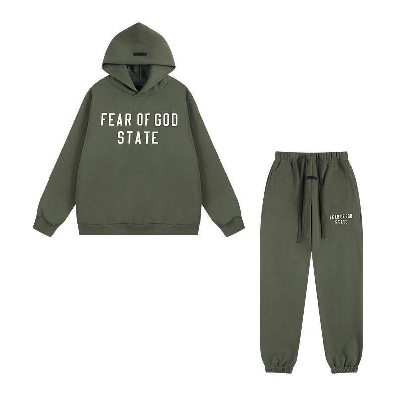 Essentials Fleece Hoodie Sweatshirt Pants Set Men Women Loose Fit Winter High Street Casual Wear