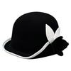 Hepburn Style Woolen Bucket Hat Female French Retro Elegant Camellia Pot Hat Contrasting Color Edge Versatile Top Hat
