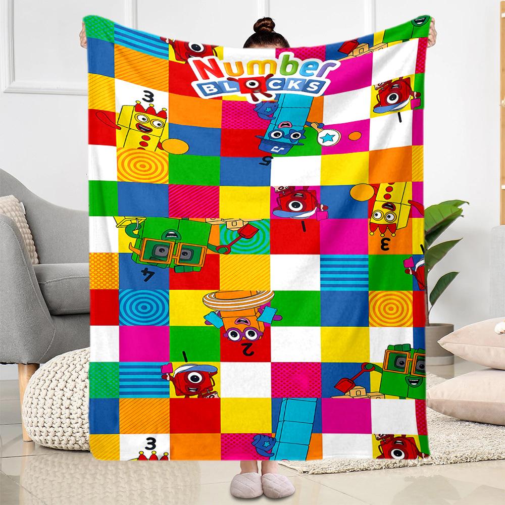 Coperta in Flanella Avventura con Blocchi Numerici - Morbida e Adatta per Divani, Letti, Uffici, Viaggi, Tutte le Stagioni, Ottimo Regalo per Feste e Compleanni.