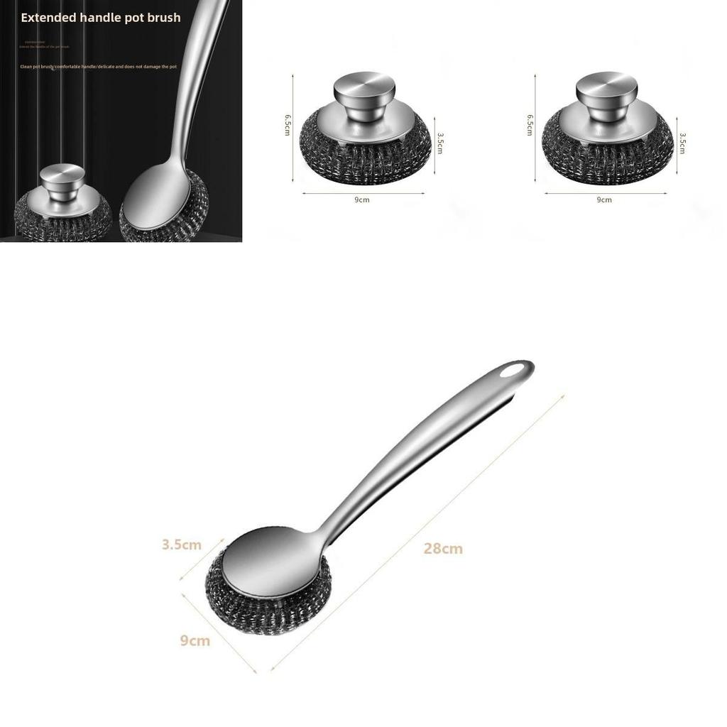 Stainless Steel Dish Scrubber Set With Handles For Deep Cleaning Kitchen Utensils