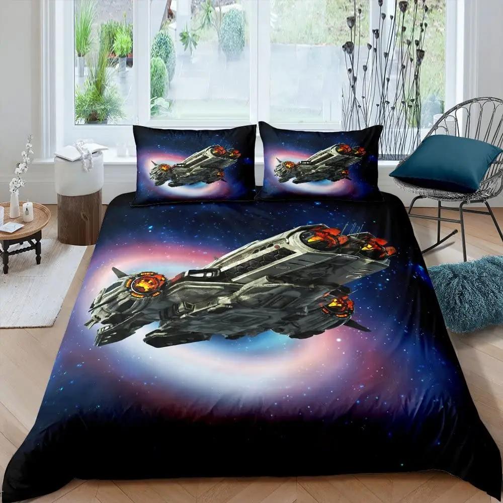 Aviation Duvet Cover SetAir Balloon Bedding Set Space Ship Comforter Cover Space Exploration Bedding Set Luxury Quilt Cover