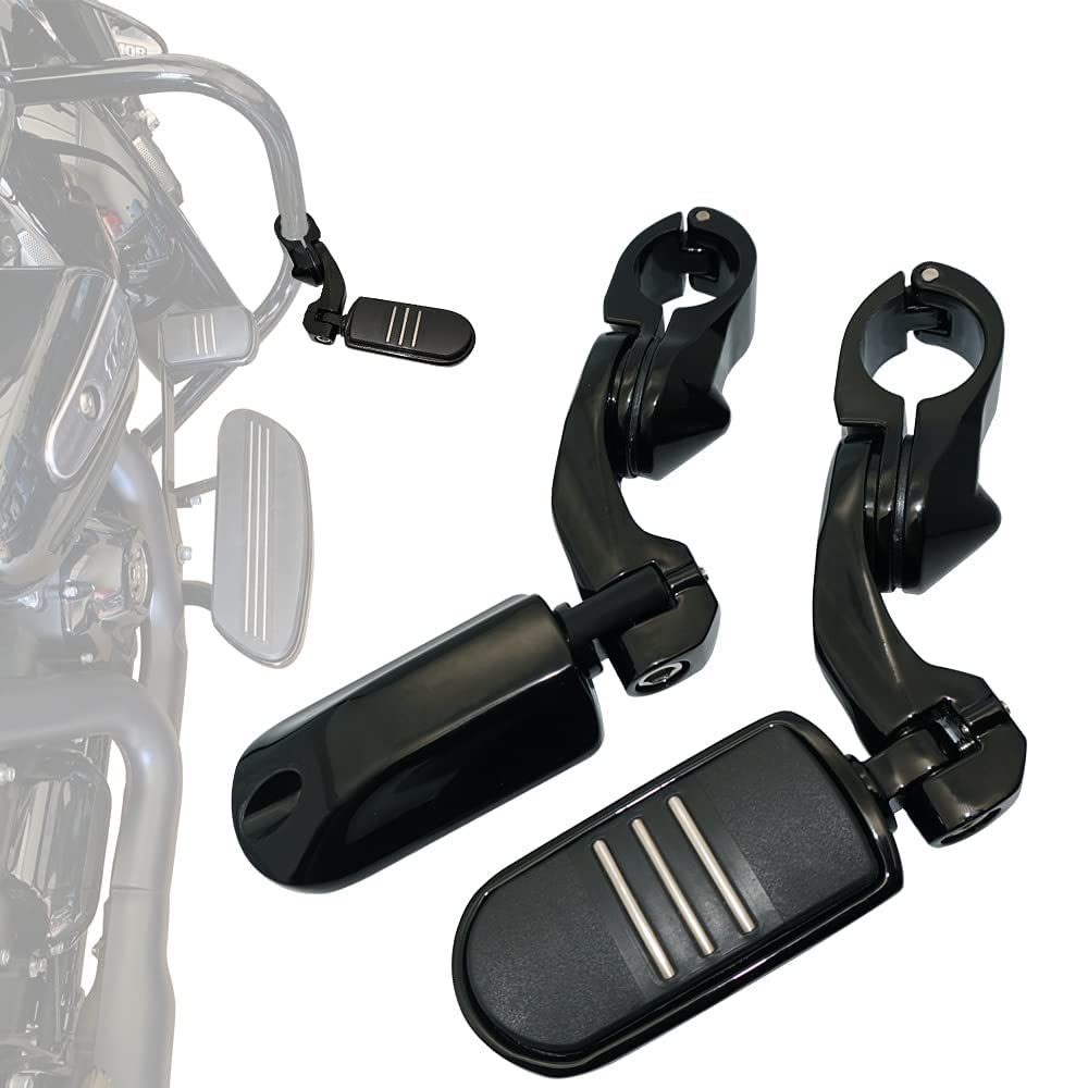 FOVPLUE Highway Motorcycle Adjustable Angle Highway Footpegs for Road Road Street Electra and 1 Highway Black 1.25" Pegs, Harley-Davidson Touring,