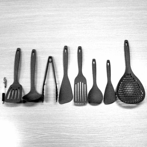 Nagao Tsubame-Sanjo Kitchen Utensil Set, 8-Piece Set, Black, Made in Japan