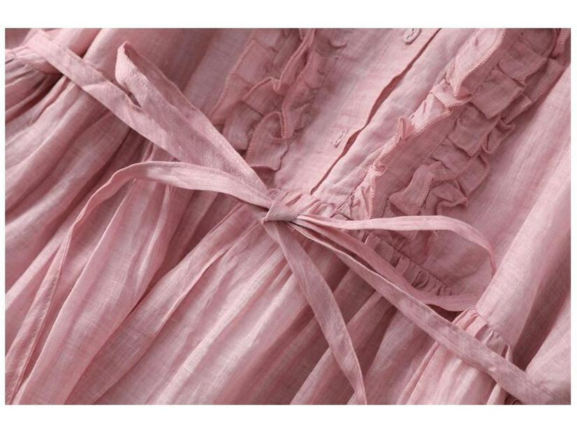 Dámské letní maxi šaty střední délky z rami s vázáním v pase