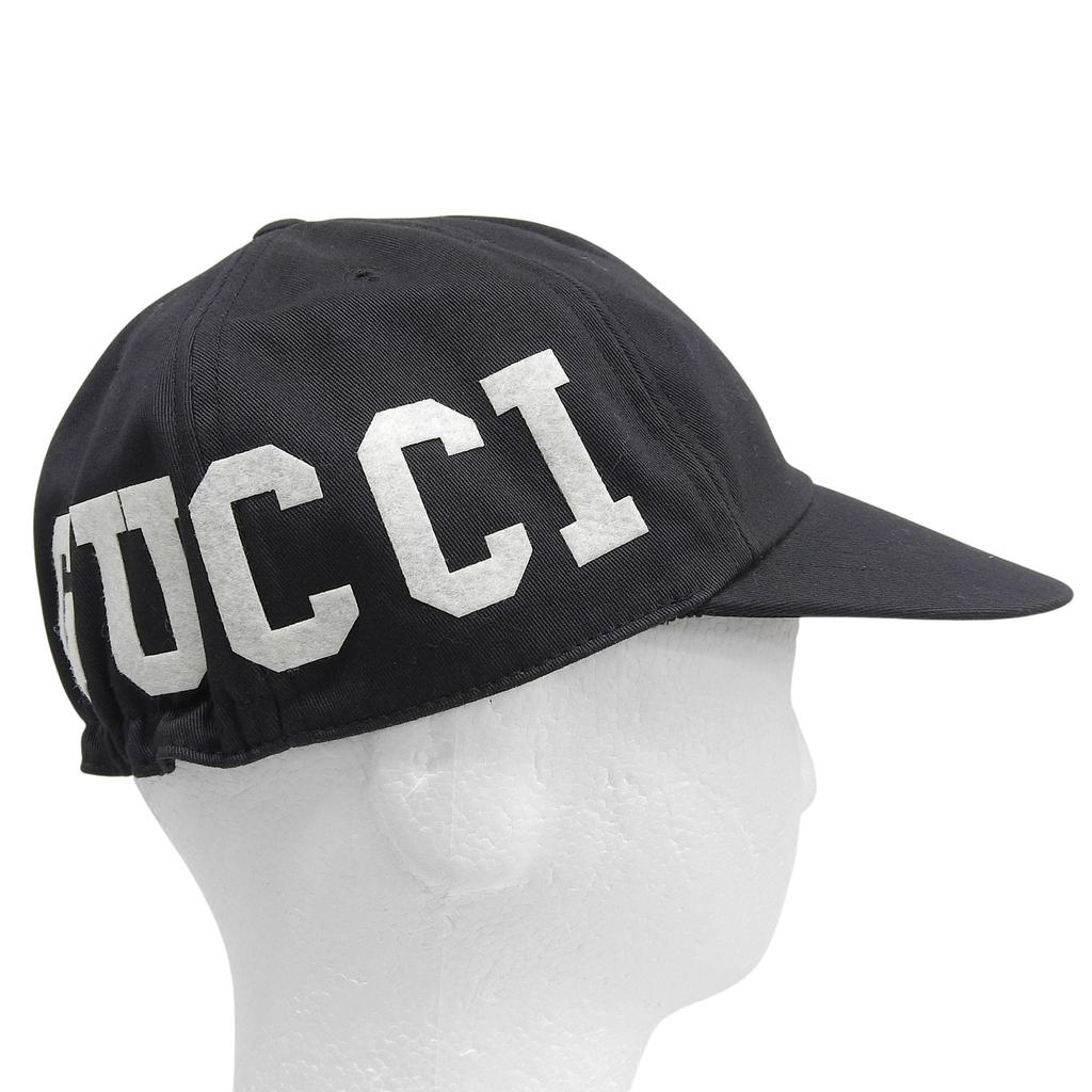 Pristine GUCCI Cap Black Cotton Mens 751400 Used