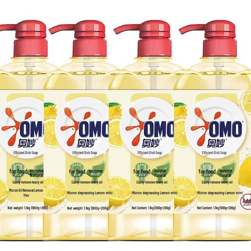 OMO Lemon Mint Fruit & Vegetable Dishwashing Liquid, 4x1.1KG