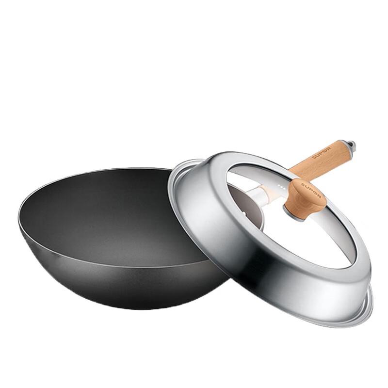 Supor Non-Rust Wok with Steel-Glass Lid