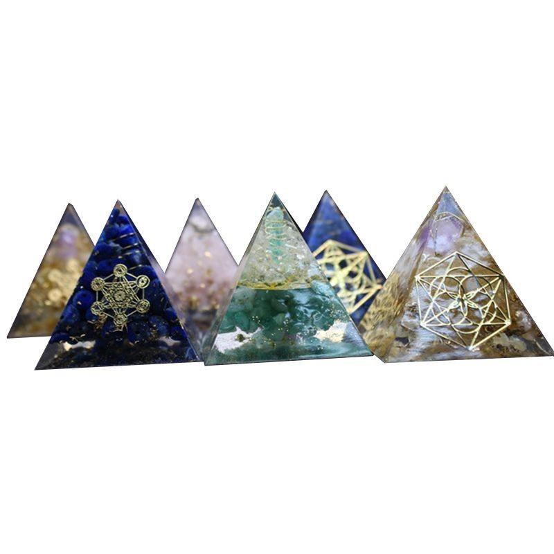 Orgonite Pyramid Chakra Natural Crystal Resin  Craft Jewelry Ornaments Crafts