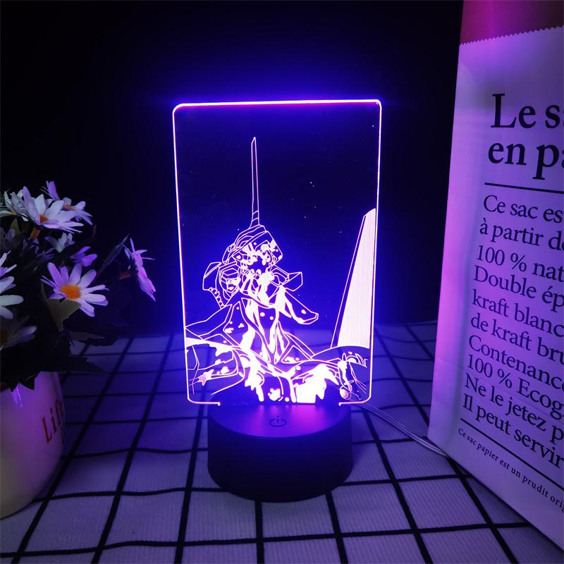 Lumină de noapte LED Neon Genesis Evangelion: Figura colorată din acrilic 3D cu telecomandă la atingere