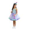 Abito Coda di Sirena Europeo & Americano con Copricapo - Tuta Elegante in Rete per Bambina con Fodera Interna