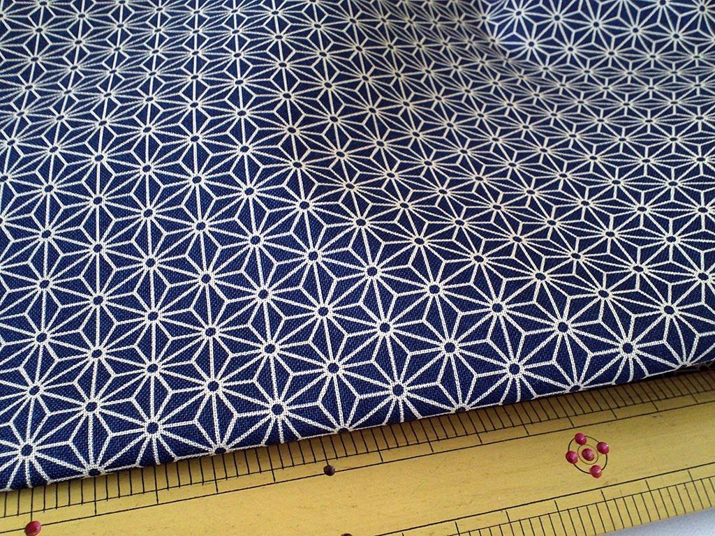 Fujin Club Sheeting with Hemp Leaf 108cm Wide Japanese-style Print, (Navy, 1m50cm)